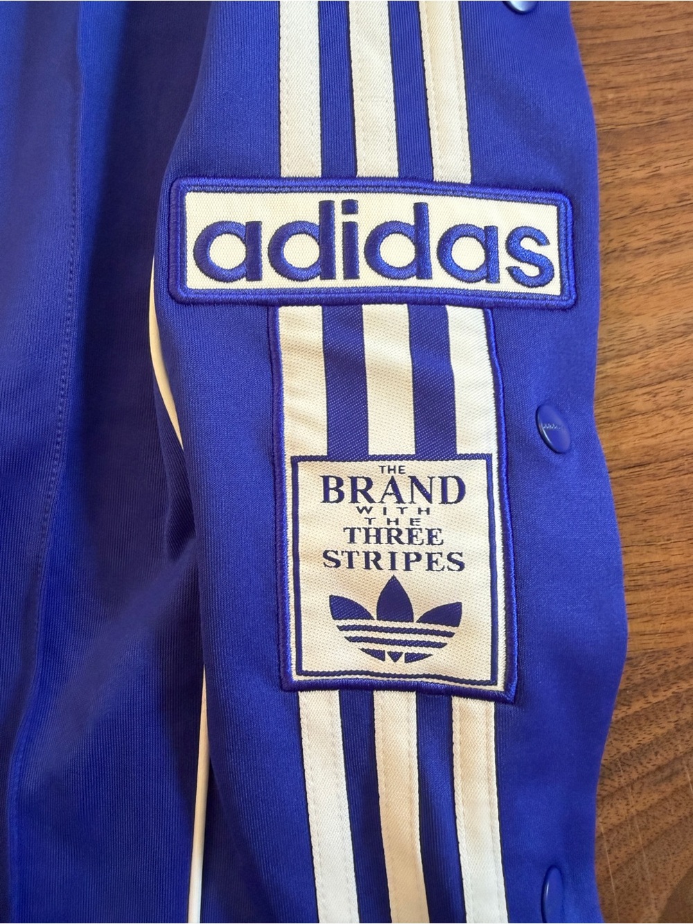 adidas Blue Track Jacket with White Three-Stripes Patch - Picture 3 of 7